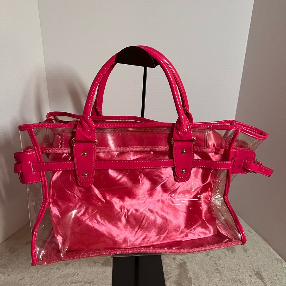 Isaac Mizrahi Vibrant Pink Transparent Tote Bag